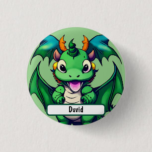 Bóton Redondo 2.54cm Sunny, O Dragão Amigável Com O Nome Personalizado