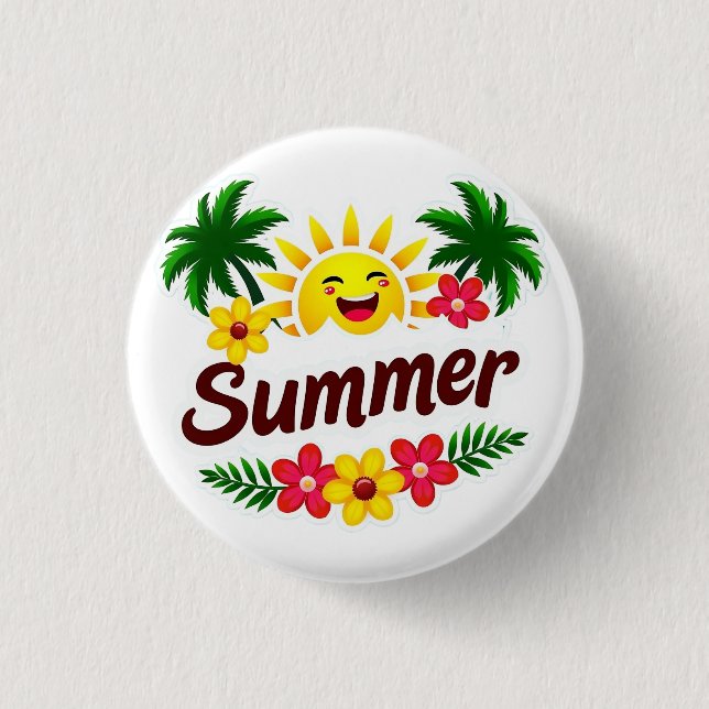 Bóton Redondo 2.54cm Sunshine and Palm Trees Round Badge (Frente)