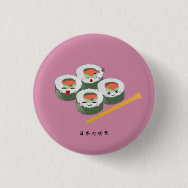Bóton Redondo 2.54cm Sushi de Kawaii