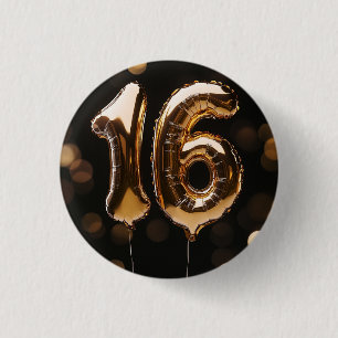 Bóton Redondo 2.54cm Sweet 16 Dourado Balão