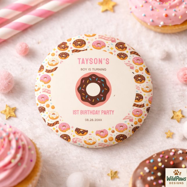 Bóton Redondo 2.54cm Sweet One Donut 1st Birthday Party | Cute Donut  (Sweet One Donut 1st Birthday Party | Cute Donut Button
)
