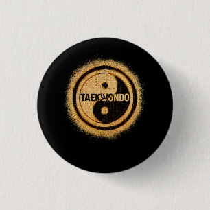 Bóton Redondo 2.54cm Taekwondo Yin Yang Chinês Tae Kwon Do Duality Mar