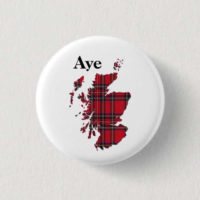 Bóton Redondo 2.54cm Tartan Aye Scotland Pinback do #indyref (Frente)
