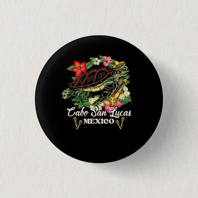 Bóton Redondo 2.54cm Tartarugas Do Mar De Cabo San Lucas México Tartaru (Frente)