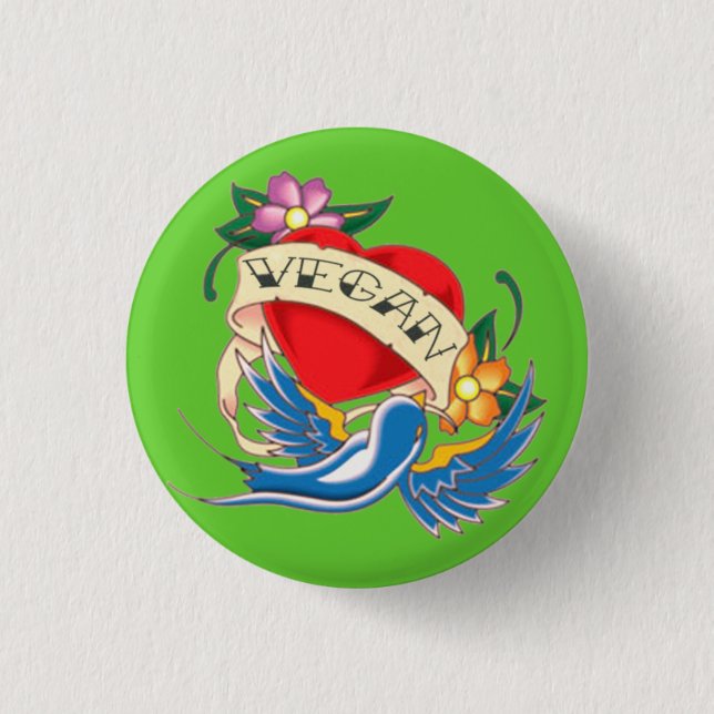 Bóton Redondo 2.54cm Tatuagem do Vegan (Frente)
