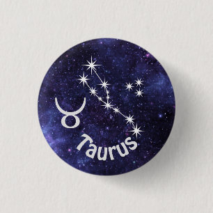 Bóton Redondo 2.54cm Taurus Badge, Zodiac Horoscope Badge