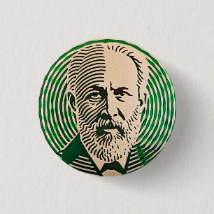 Bóton Redondo 2.54cm Tchaikovsky Retrato com estilo óptico mínimo