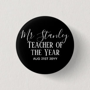 Bóton Redondo 2.54cm Teacher of the Year Personalized Modern Text Gift