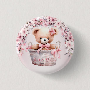 Bóton Redondo 2.54cm Teddy Bear Baby Girl Flowant
