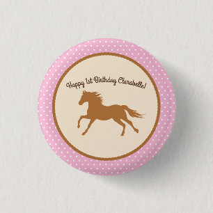 Bóton Redondo 2.54cm Tema da Festa de primeiros aniversarios de Horse P