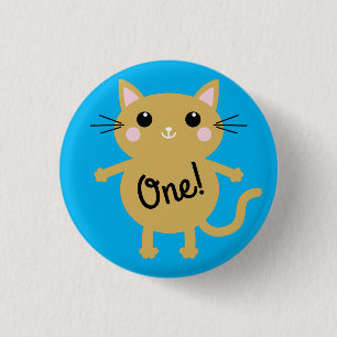 Bóton Redondo 2.54cm Tema de Aniversário de Criança Gatinho Fofinho