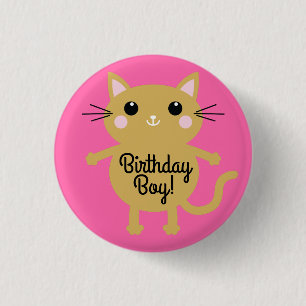 Bóton Redondo 2.54cm Tema de Aniversário de Criança Gatinho Fofo