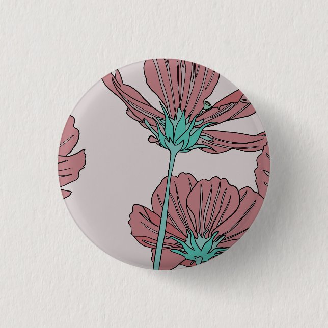 Bóton Redondo 2.54cm Tema de flores, design de papoula (Frente)