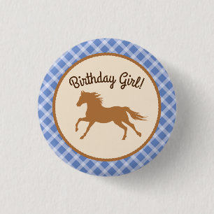 Bóton Redondo 2.54cm Tema do primeiro aniversario do Cowboy Horse Pony