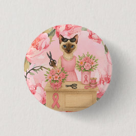 Bóton Redondo 2.54cm Temático "Sensibilização do Cancer da Mama"