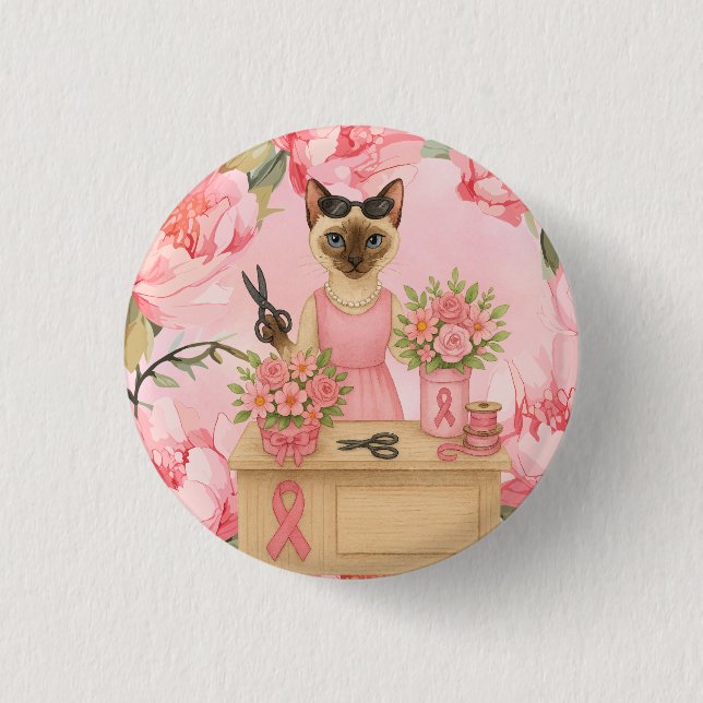 Bóton Redondo 2.54cm Temático "Sensibilização do Cancer da Mama" (Frente)