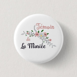 Bóton Redondo 2.54cm Témoin de la Mariée - mariage bucolique
