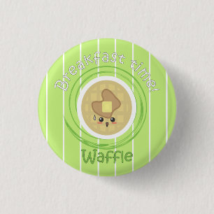 Bóton Redondo 2.54cm Tempo de pequeno almoço - Waffle