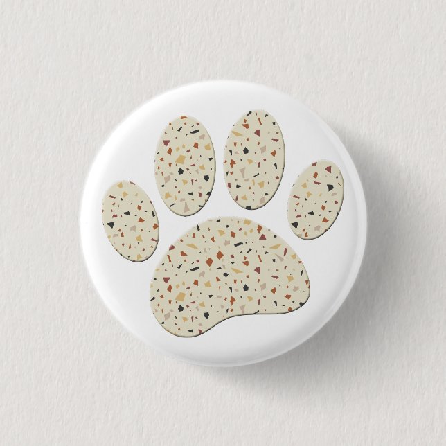 Bóton Redondo 2.54cm Terrazzo Dog Pawprint Art (Frente)