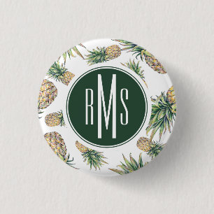 Bóton Redondo 2.54cm Teste padrão do abacaxi da aguarela