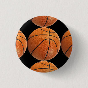 Bóton Redondo 2.54cm Teste padrão do basquetebol no preto