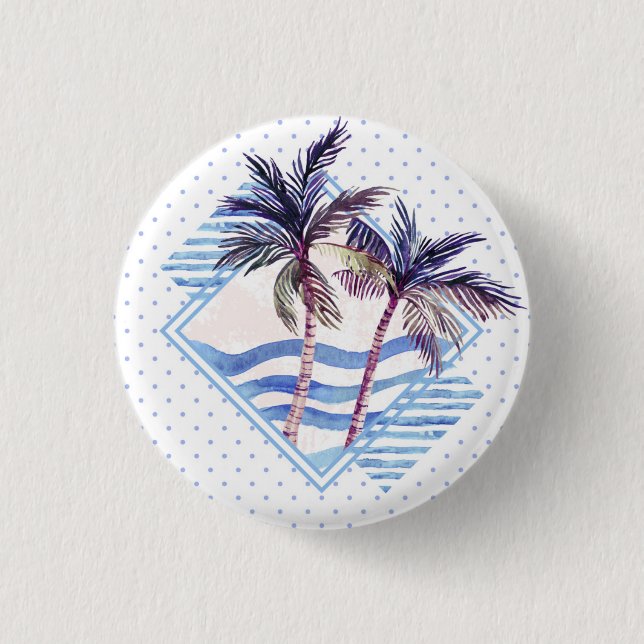 Bóton Redondo 2.54cm Teste padrão geométrico roxo da palmeira da (Frente)