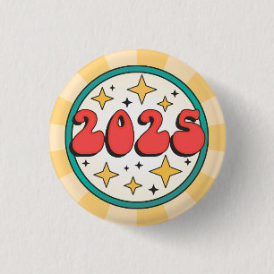 Bóton Redondo 2.54cm Texto do desenho animado do novo ano de 2025