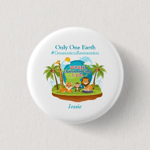 Bóton Redondo 2.54cm Texto Personalizado do Dia Mundial do Ambiente Ani
