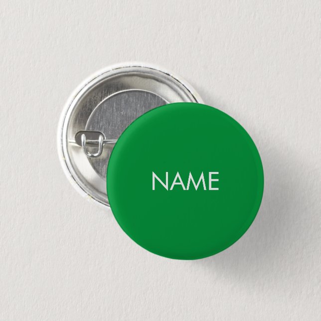 Bóton Redondo 2.54cm Texto simples de nome personalizado verde mínimo (Frente & Verso)
