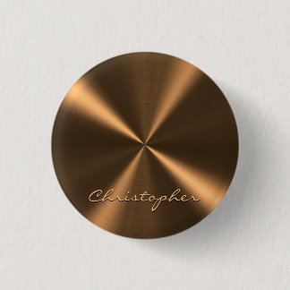 Bóton Redondo 2.54cm Textura Radial Metálica Bronze Personalizada