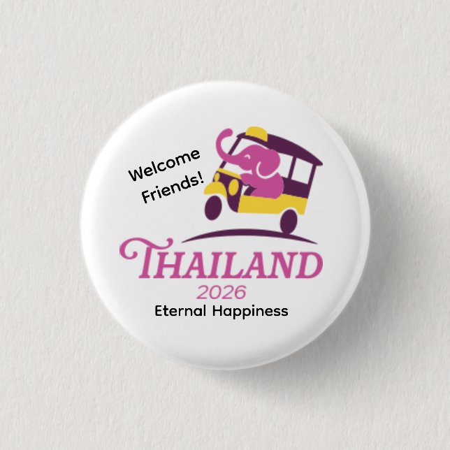 Bóton Redondo 2.54cm Thailand 2026 International Convention Pin (Frente)