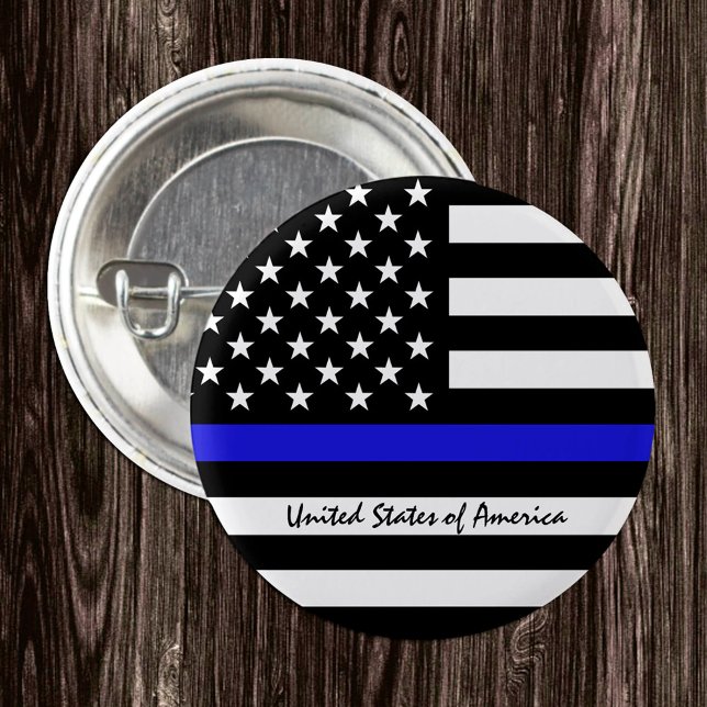 Bóton Redondo 2.54cm Thin Blue Line e polícia de bandeira americana / e (Criador carregado)
