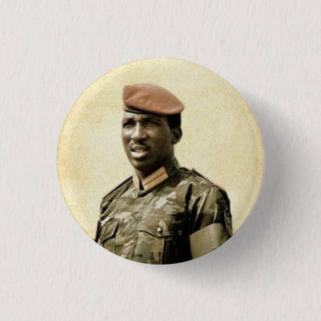Bóton Redondo 2.54cm Thomas Sankara - Burkina Faso - presidente (Frente)