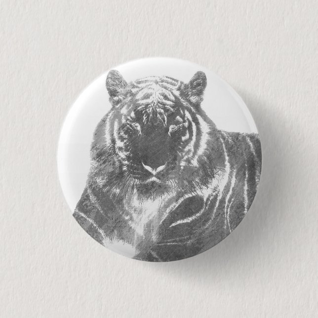 Bóton Redondo 2.54cm Tigre Preto e Branco (Frente)