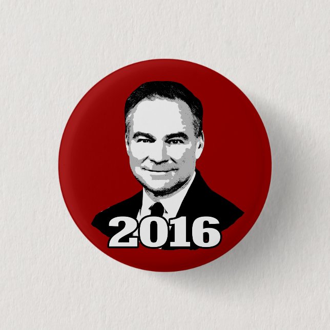 Bóton Redondo 2.54cm Tim Kaine 2016 (Frente)