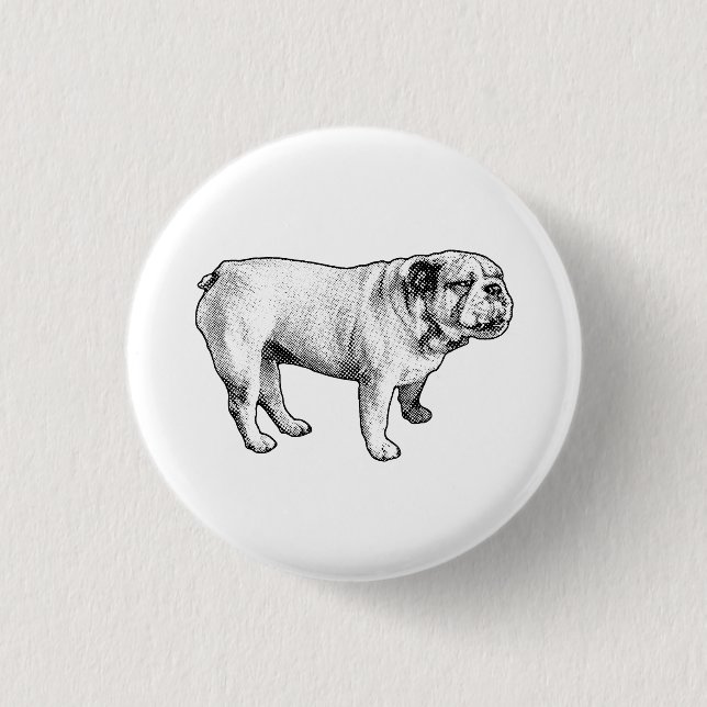 Bóton Redondo 2.54cm tiny dot joy, bulldog (Frente)