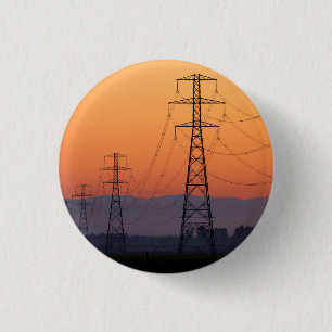 Bóton Redondo 2.54cm Torres de Energia ao Pôr do Sol