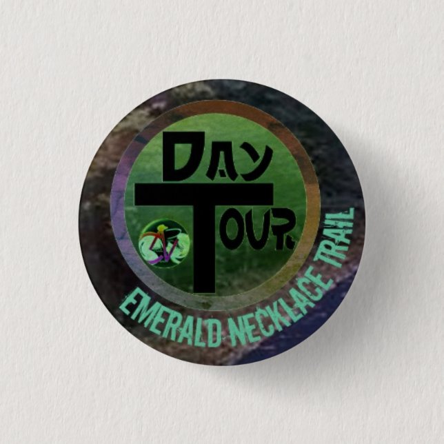 Bóton Redondo 2.54cm Tour do Dia no botão Emerald Necklace Trail (Frente)