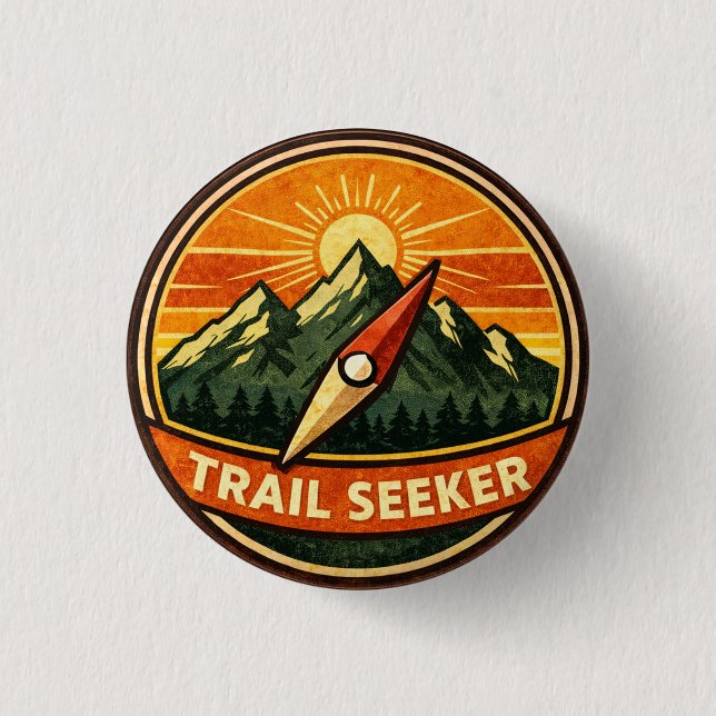 Bóton Redondo 2.54cm Trail Seeker Badge | Adventure Outdoor Award (Frente)