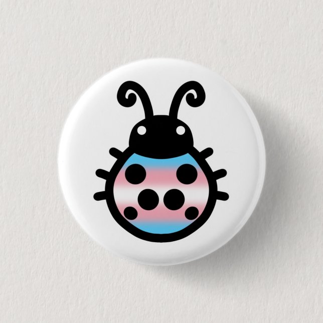 Bóton Redondo 2.54cm Transgender Pride Ladybug Pin Badge (Frente)