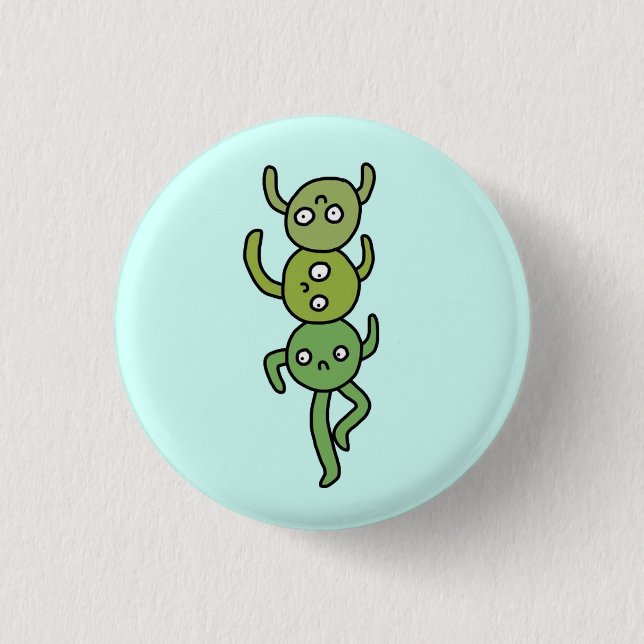 Bóton Redondo 2.54cm Três ervilhas em um pote (Frente)