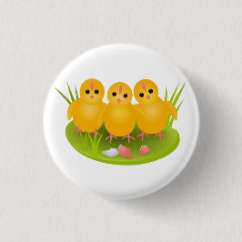 Bóton Redondo 2.54cm Três Felzs pascoa de galinhas amarelas