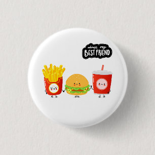 Bóton Redondo 2.54cm Três Melhores Amigos Comida Fofa