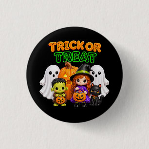 Bóton Redondo 2.54cm Trick or Treat - Amigos Fofos de Halloween