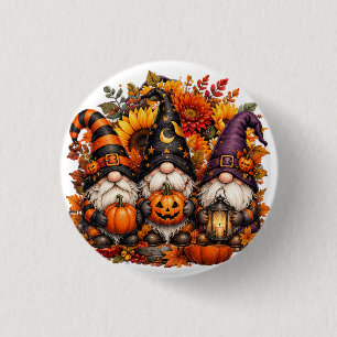 Bóton Redondo 2.54cm Trio de Gnomos de Halloween Adoráveis Abóboras