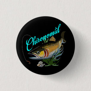 Bóton Redondo 2.54cm Truta Arco-Íris Em Busca De Verme Sanguíneo