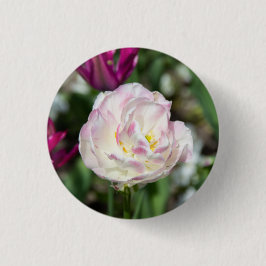 Bóton Redondo 2.54cm Tulipas cor-de-rosa brilhantes num dia ensolarado