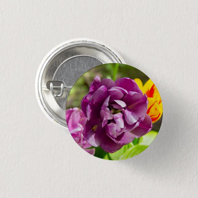 Bóton Redondo 2.54cm Tulipas lilás num dia ensolarado (Frente & Verso)