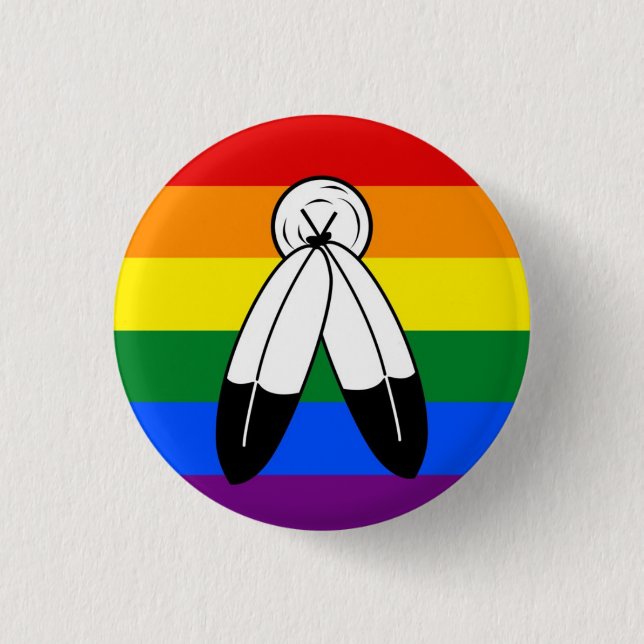 Bóton Redondo 2.54cm Two Spirit LGBT Pride Flag Badge (Frente)