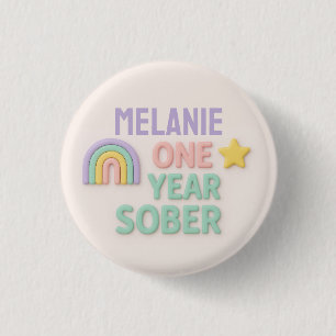 Bóton Redondo 2.54cm Um ano de presente de sobriedade Sóbrio LGBT perso